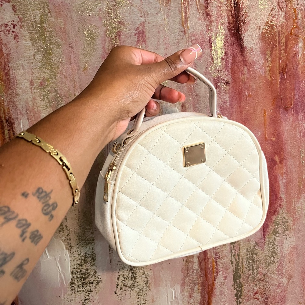 White Checkered Purse